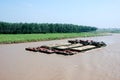 Three cargo ships with sand at Yangtze river Royalty Free Stock Photo