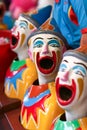 Three carnival laughing clowns