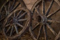 Three carriage wheels Royalty Free Stock Photo