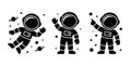Three cartoon astronauts float among stars and planets They explore the vastness of outer space Royalty Free Stock Photo