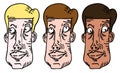 Three cartoon faces