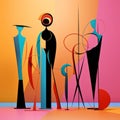 Vibrant Compositions Of Abstract People In Modernist Style