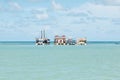 Three Catamaran boats in the middle of sea Royalty Free Stock Photo