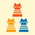 Three cats, each with a distinct color and pattern.