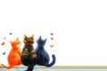 Three cats watching butterflies through a window in a cozy home setting with copy space Royalty Free Stock Photo