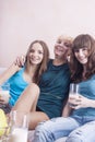 Three Caucasian Young Ladies With Dental Bracket System Having F