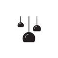 Three ceiling lamps black vector concept icon. Three ceiling lamps flat illustration, sign Royalty Free Stock Photo