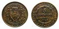 Three cents Lire Savoy Copper Coin 1826 Turin Carlo Felice pre-unification of Italy