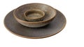 Three ceramic dishes on a white background Royalty Free Stock Photo
