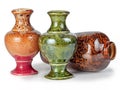 Three ceramic vases one lying Royalty Free Stock Photo