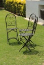 Three chair set up kept in a lawn Royalty Free Stock Photo