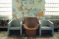Three Chairs in Abandoned Building Royalty Free Stock Photo