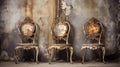 Distressed Metal Chairs: A Rococo Portrait Of Elegance And Reflections
