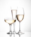 Three champagne glasses