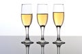 Three champagne/wine flutes