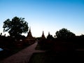 Three Chedis of Sukhothai: Traces of Civilization on an Ancient Path Royalty Free Stock Photo