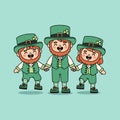 Three Cheerful Leprechauns Celebrating St. Patricks Day Together Royalty Free Stock Photo