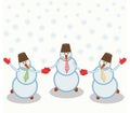 Three cheerful snowmen