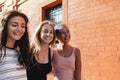 Three cheerful women walking together Royalty Free Stock Photo