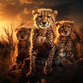 Three Cheetahs Serengeti Royalty Free Stock Photo