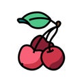 three cherries color icon vector illustration