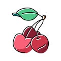 three cherries color icon vector illustration