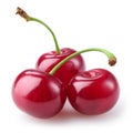 Three cherries isolated on white Royalty Free Stock Photo