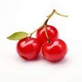 Bold And Vibrant: Tracing The Beauty Of Three Cherries On A White Background