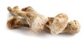 Three chicken bones are isolated on a white background Royalty Free Stock Photo