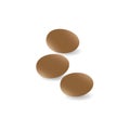 Three chicken eggs, brown and very smooth.
