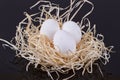 Three chicken eggs in the nest like Royalty Free Stock Photo