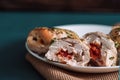 Three chicken meatloafs on white plate