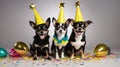 Three Chihuahua dogs having fun_AI