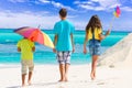 Three children on beach