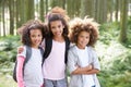 Three Children Exploring Woods Together Royalty Free Stock Photo