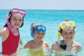 Three Children with Snorkels Royalty Free Stock Photo