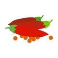 Three chili peppers icon, hot red chili set vector image Royalty Free Stock Photo