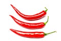 Three chilies on a white background