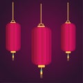 Three Chinese New Year Lanterns vector symbol illustration Royalty Free Stock Photo