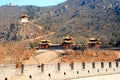 Three chinese pagoda and Great Wall(China) Royalty Free Stock Photo