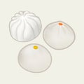 Three Chinese steamed buns illustration Royalty Free Stock Photo