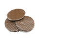 Three chocolate biscuits isolated Royalty Free Stock Photo