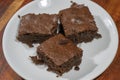 Three chocolate brownies Royalty Free Stock Photo
