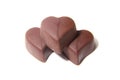 Three chocolate candy in the shape of heart Royalty Free Stock Photo
