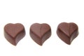 Three chocolate candy in the shape of heart Royalty Free Stock Photo