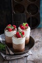 Three chocolate mousse dessert in a jar