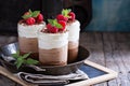 Three chocolate mousse dessert in a jar