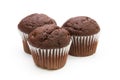 Three chocolate muffins