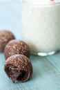 Three Chocolate Truffles with Milk Royalty Free Stock Photo