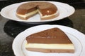 Three chocolates cake typical of home cooking